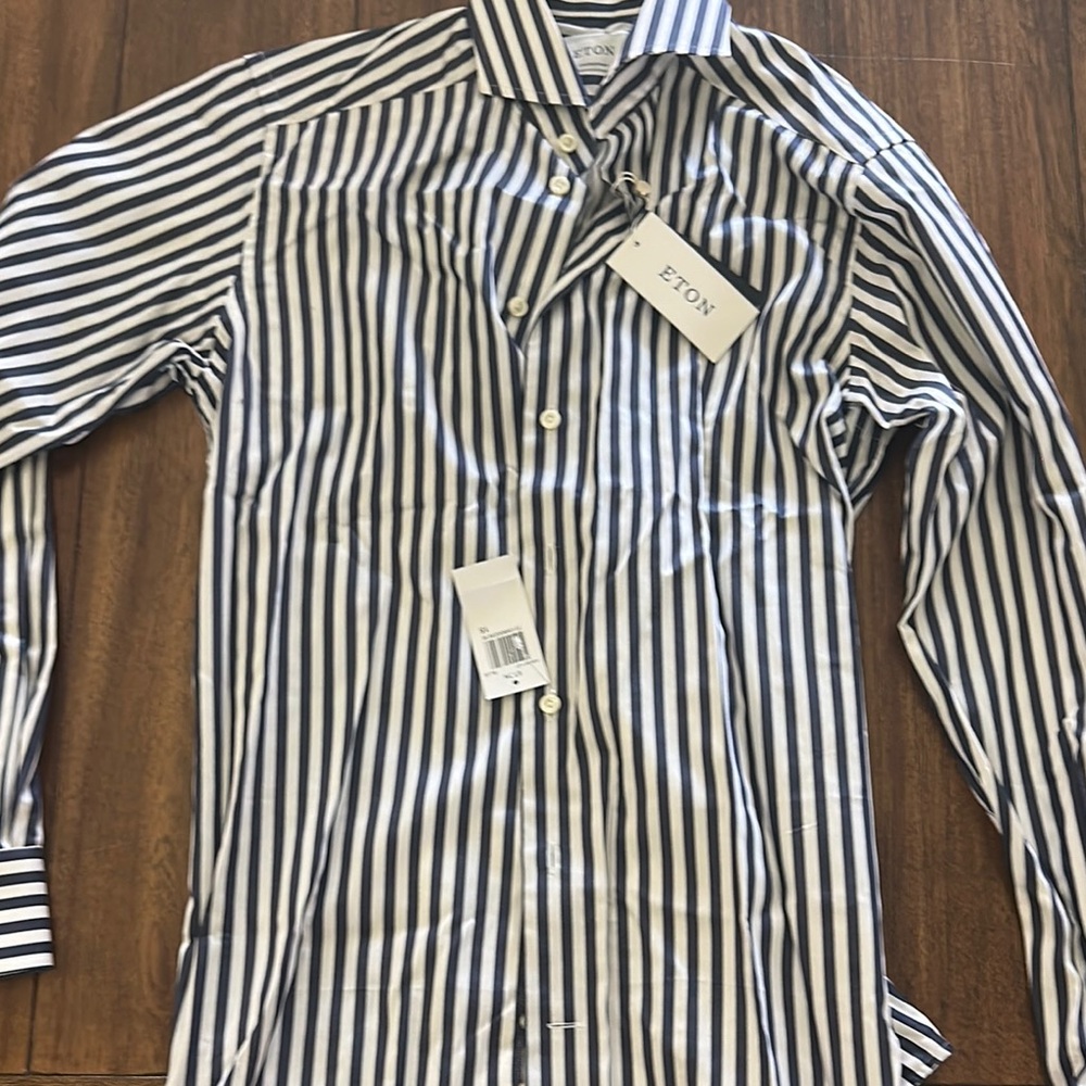 Eton Men's Blue Striped Shirt
